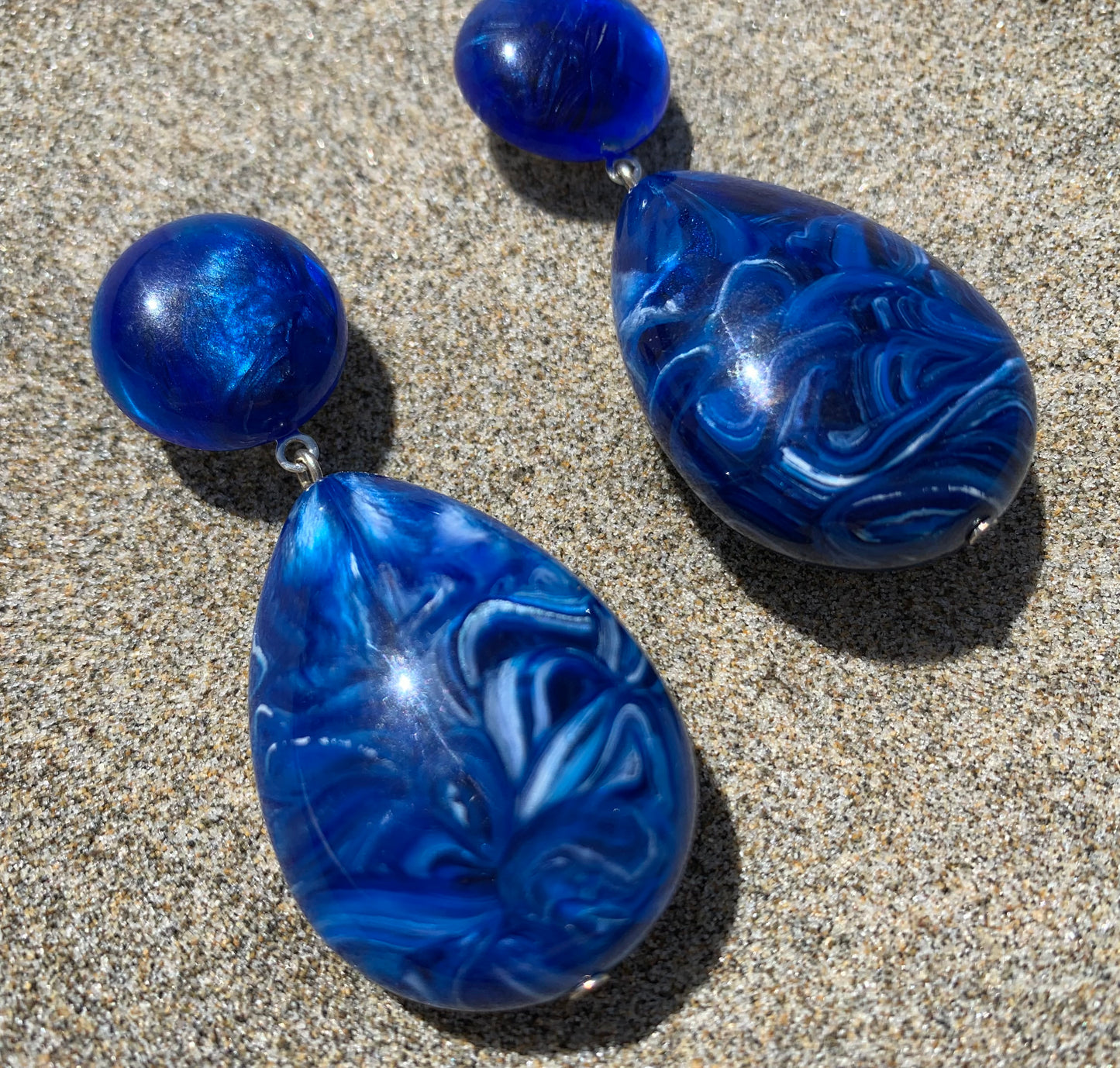 Cuba Earrings Marble Blue