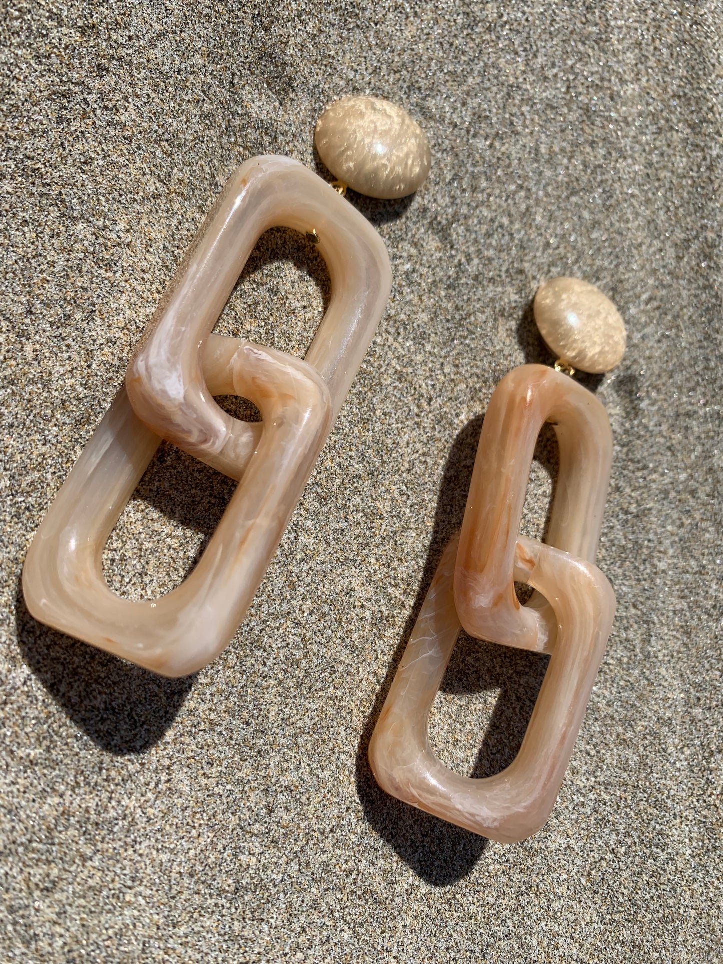 Square Maille Earrings Marble Translucent Beige