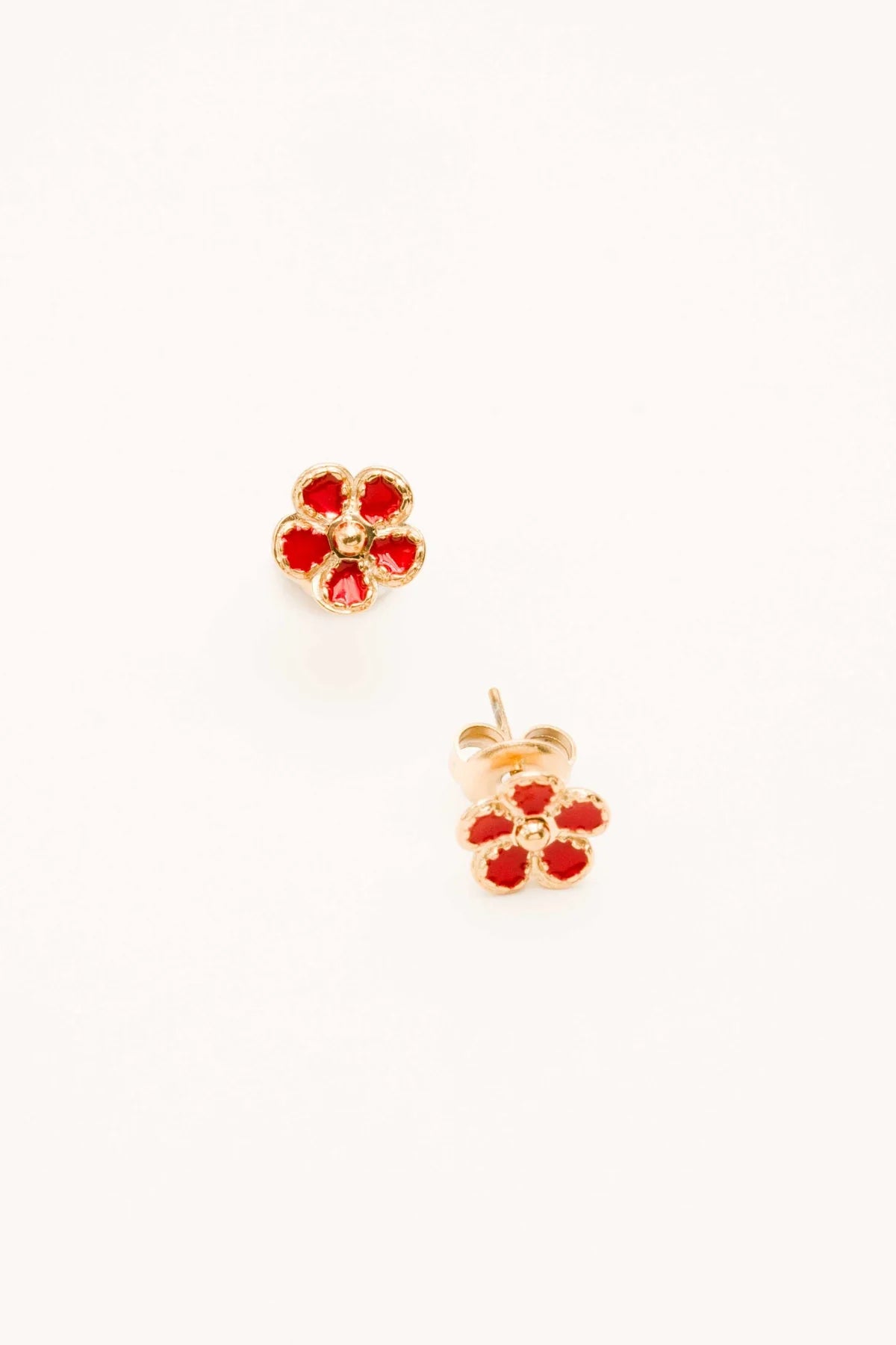 Alizon Flower Earring Red Gold