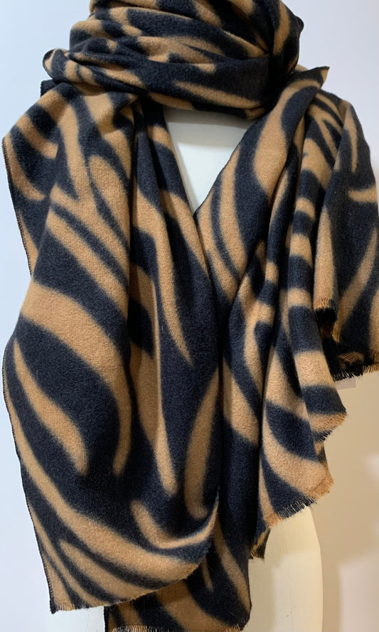 Scarf Zebra Animals Black/Camel Brown