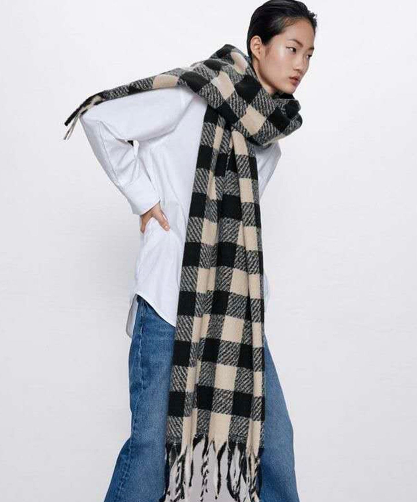 Long Scarf Camel & Black