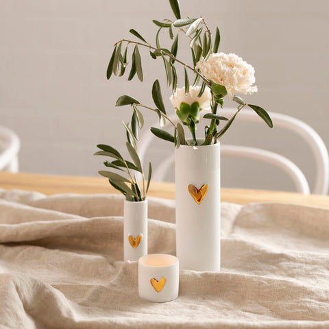 Vase Love Heart Gold 6.7 - R15583