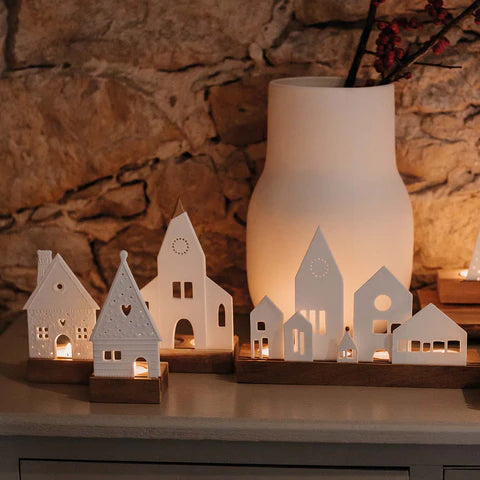 Porcelain & Acacia Village Tealight - City - R89875