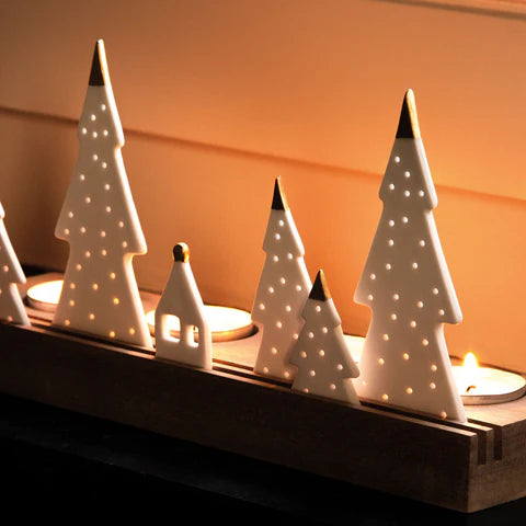 Fir Tree Tealight Holder Set Lit R90117