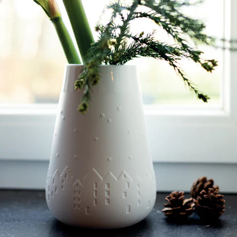 Poetry Vase With Embossed Winter Design - R91038