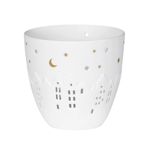 Poetry Tealight Holder With Village Houses Design - R92227