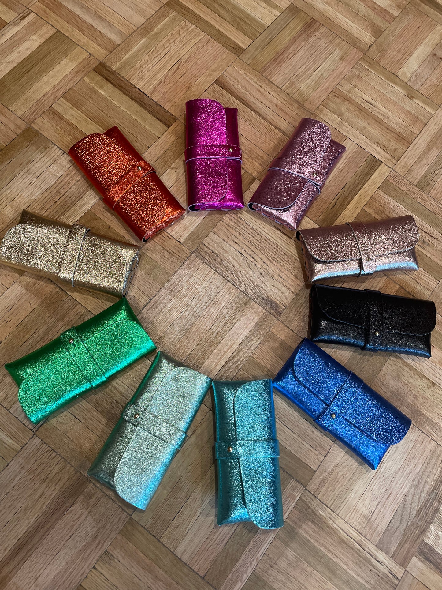 Pretty Iridescent Leather Glasses Case