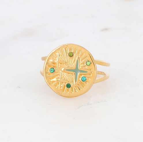 Carly Ring Green Gold