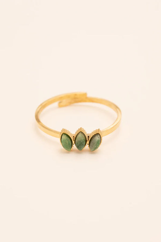 Frances Ring Green Jaspe Gold