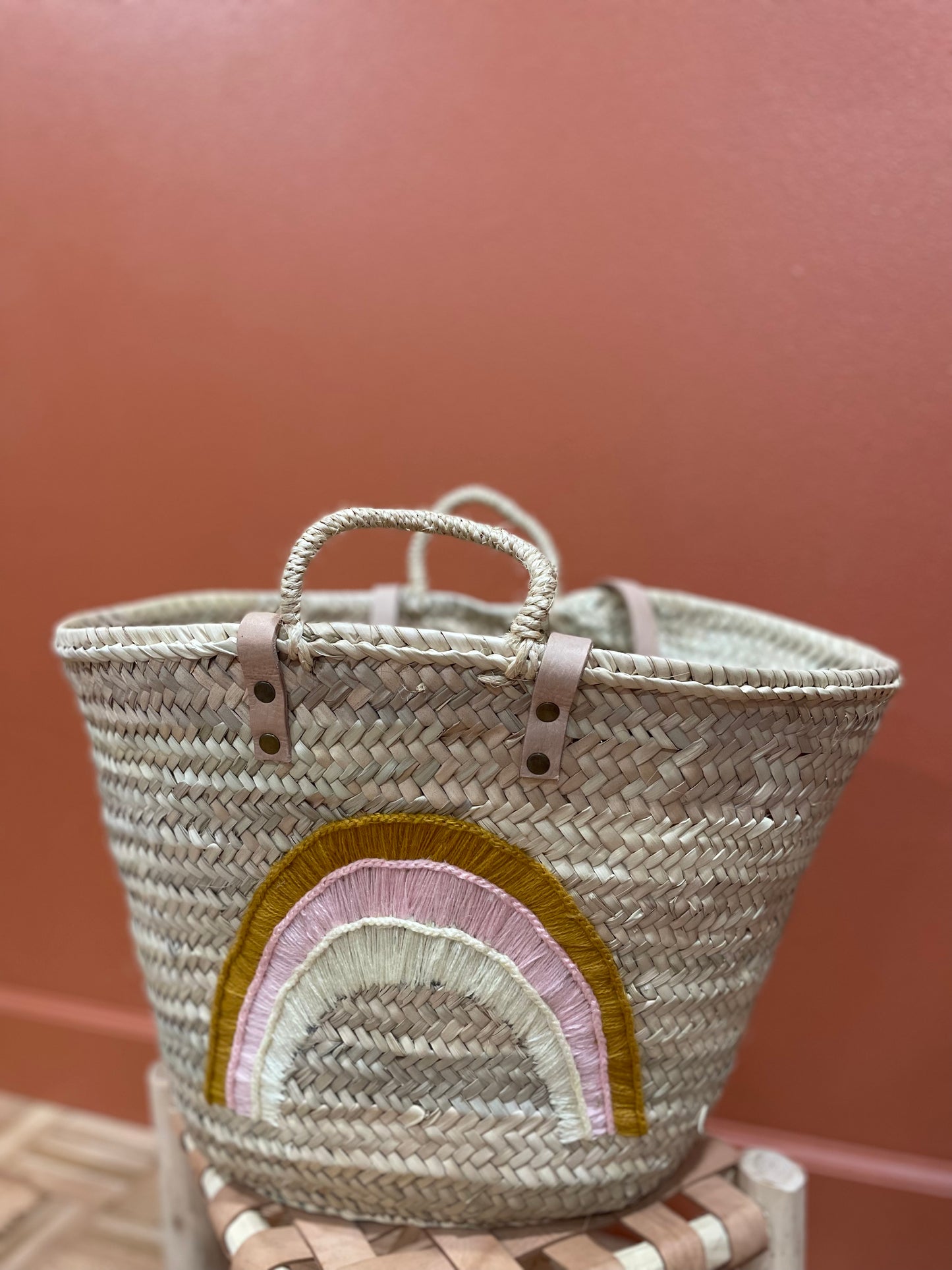 Moroccan Basket Bag Rainbow