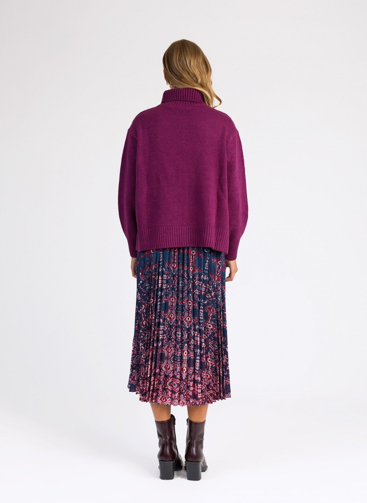 Viny Loose-fitting knit sweater Raspberry